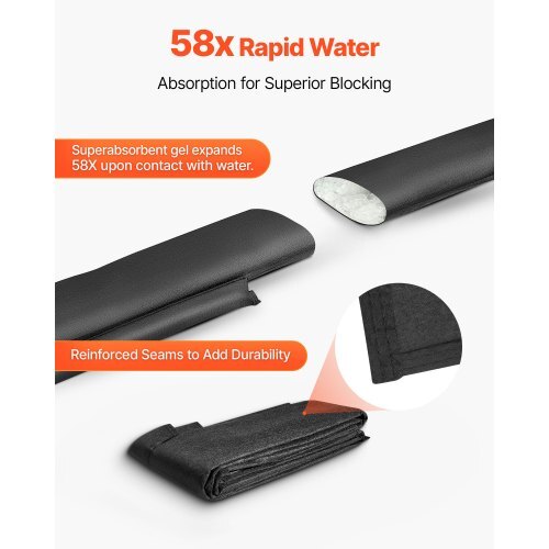 Flood Barrier, 8 Pack, 10 x 0.7 ft Flood Bags Activated by Water, Reusable Water Absorbent Barrier, Sandless Sandbags Blockage, Flooding Prevention Bags for Home, Doorway, Basement, Garage