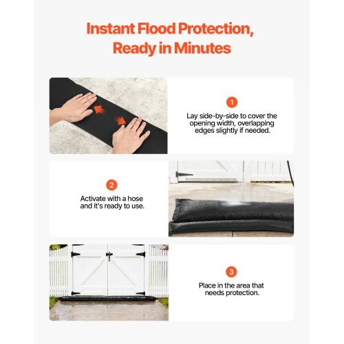 Flood Barrier, 8 Pack, 10 x 0.7 ft Flood Bags Activated by Water, Reusable Water Absorbent Barrier, Sandless Sandbags Blockage, Flooding Prevention Bags for Home, Doorway, Basement, Garage