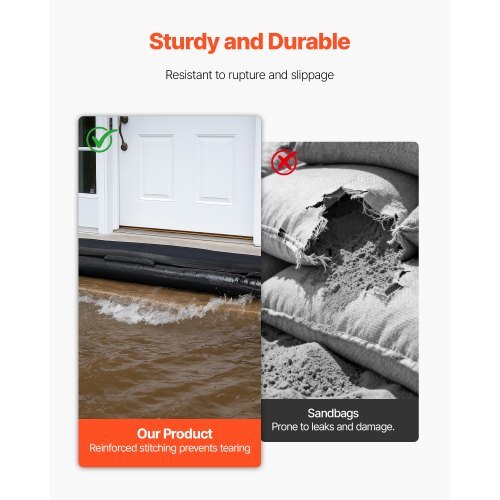 Flood Barrier, 8 Pack, 10 x 0.7 ft Flood Bags Activated by Water, Reusable Water Absorbent Barrier, Sandless Sandbags Blockage, Flooding Prevention Bags for Home, Doorway, Basement, Garage