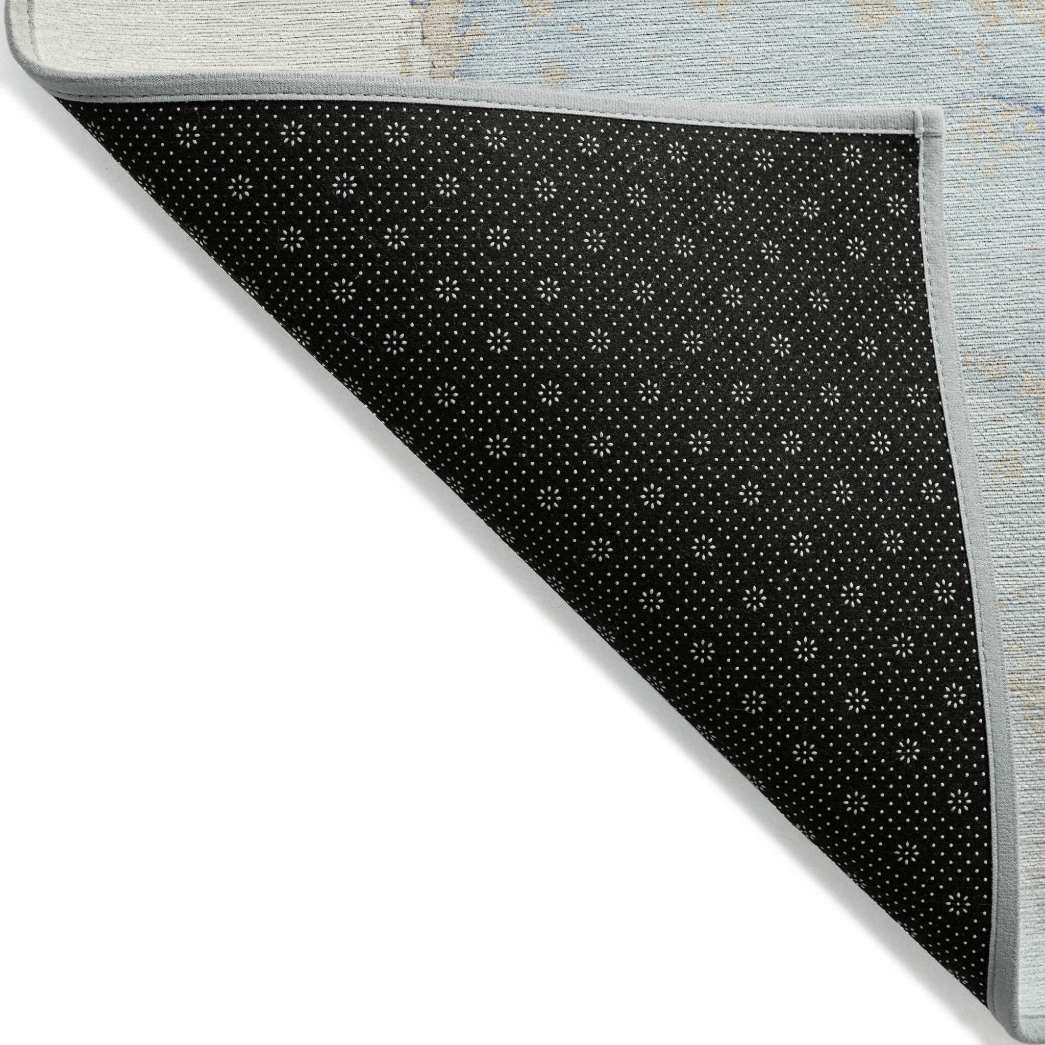 9' X 12' Beige and Blue Abstract Washable Non Skid Indoor Outdoor Area Rug