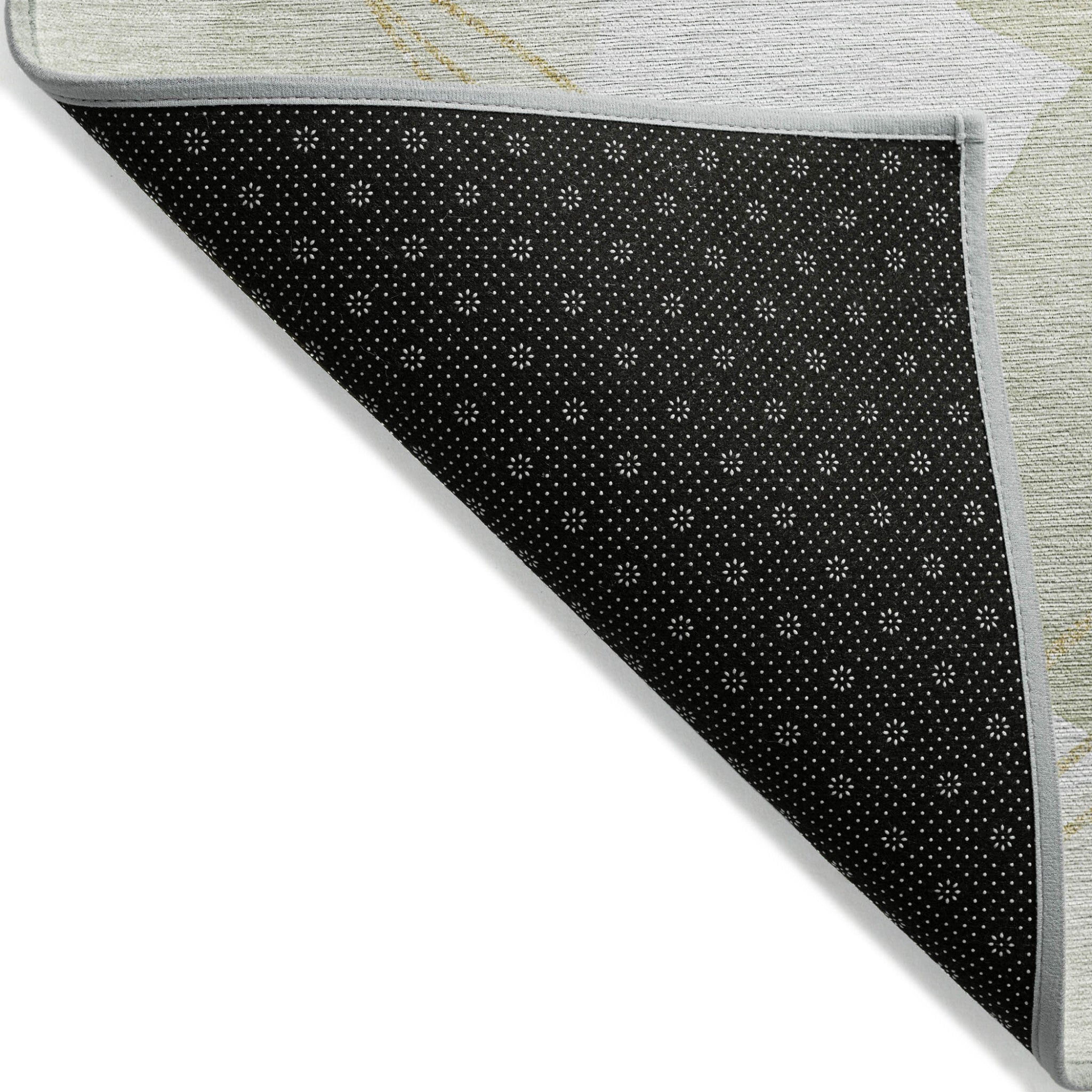 9' X 12' Green and Ivory Abstract Washable Non Skid Indoor Outdoor Area Rug