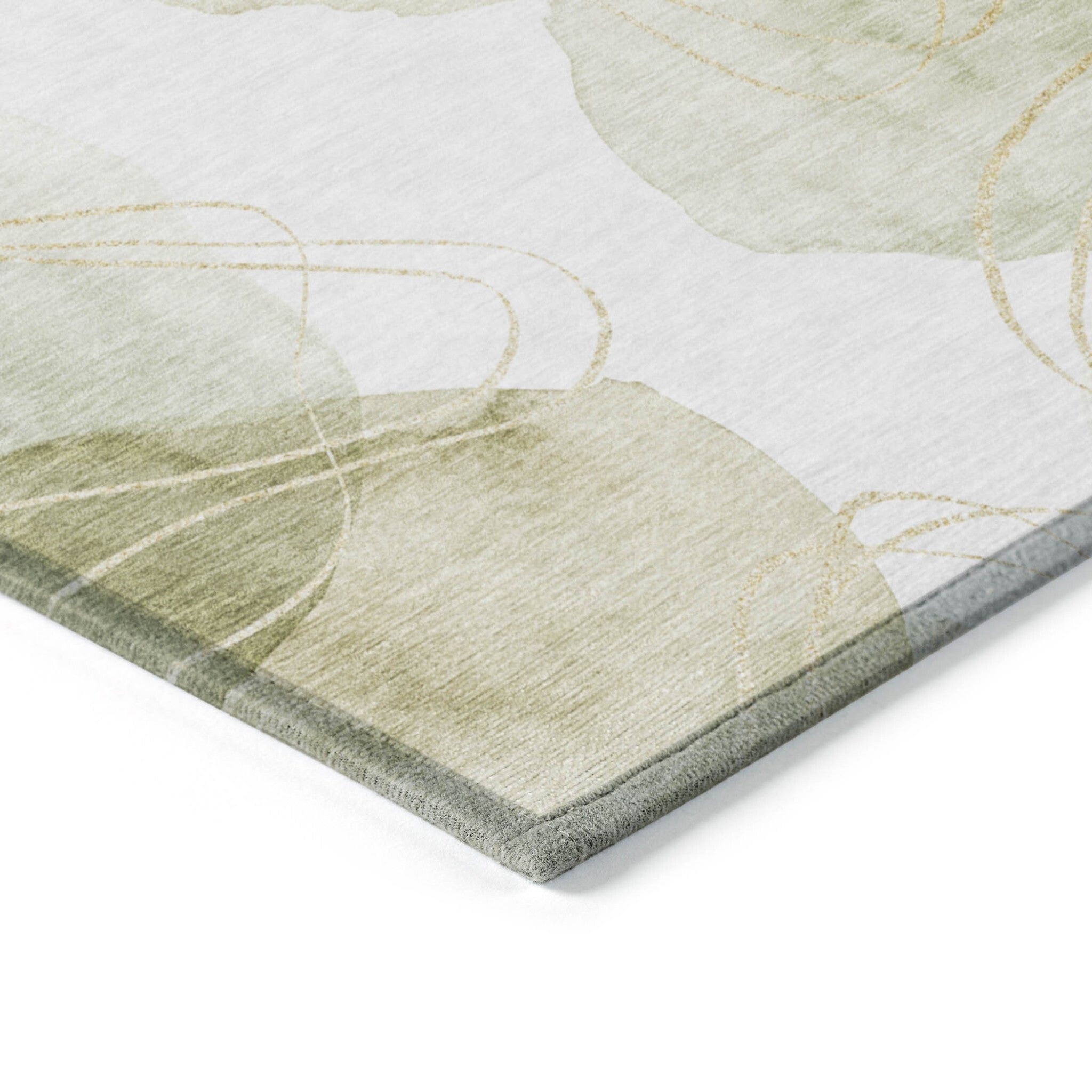 9' X 12' Green and Ivory Abstract Washable Non Skid Indoor Outdoor Area Rug
