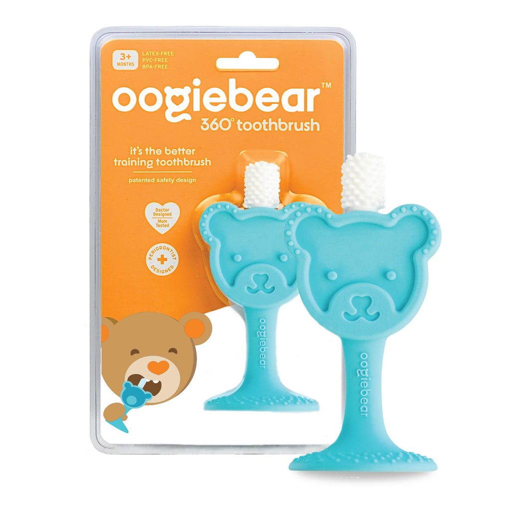 oogiebear Infant-to-Toddler Training Teether Toothbrush - 0-2 Years - 360° Soft Silicone Promotes Safe Brushing Baby & Kids Health - Teddy Bear Design Oral Care - 1 Unit