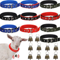 Clysee 10 Sets Goat Collars with Bells Sheep Collar with Bell Adjustable Small Animal Collar Cow Horse Sheep Copper Bronze Bells Pet Collar Goat Supplies for Farm Animal Sheep Accessories