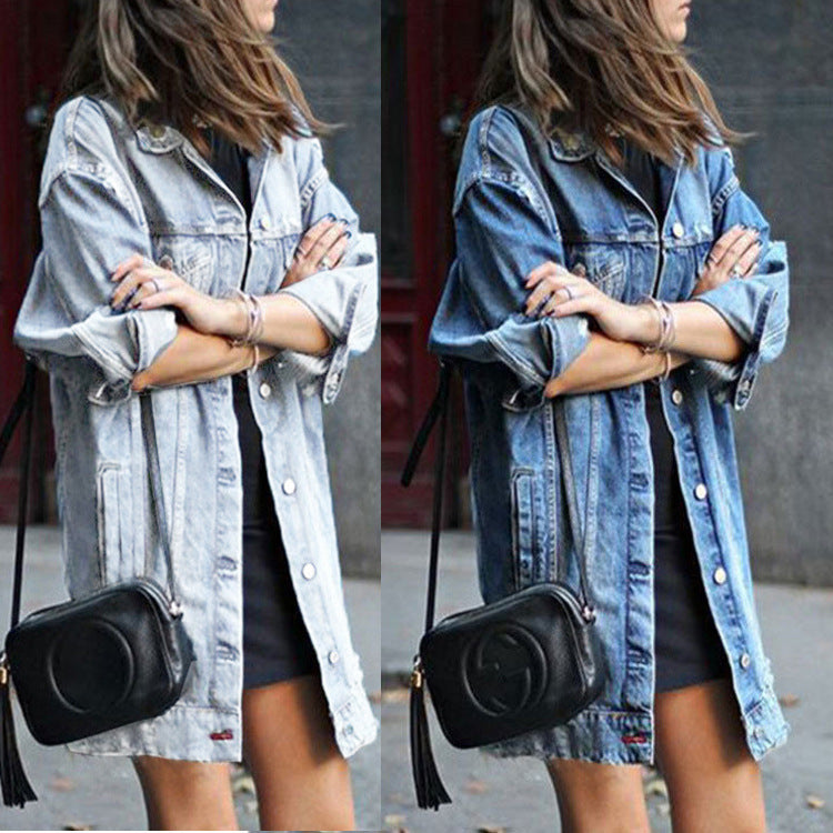 Women's Long Denim Jacket - New Street Style Trend