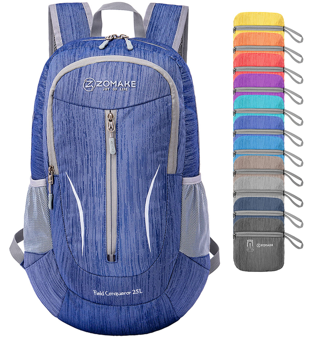 ZOMAKE 25L Ultra Lightweight Packable Backpack Foldable Hiking Backpacks Water Resistant Small Folding Daypack for Travel(Dark Blue)