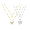 4Pcs Set CZ Butterfly Pendants Layered Gold and Silver Plated Necklaces For Women Trendy Dainty Non Tarnish 14k Gold 925 Silver Layering Prom Necklace Butterflies Set Gold Chain Choker Charm Necklace Stack For Women (4Pcs Gold CZ Butterfly Set)