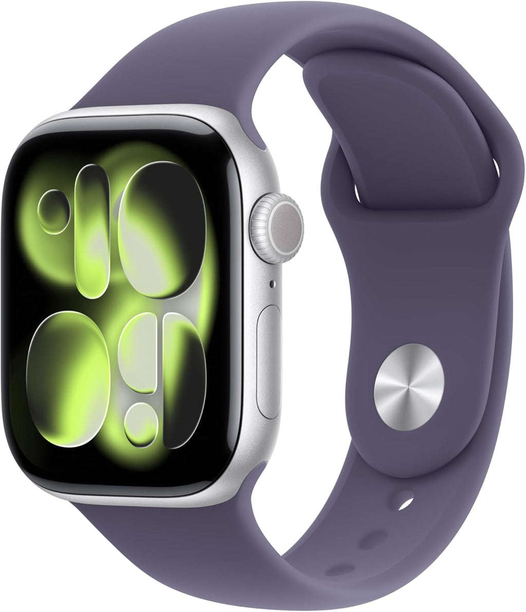 Apple Watch Series 11 [GPS 42mm] Smartwatch with Silver Aluminum Case with Purple Fog Sport Band