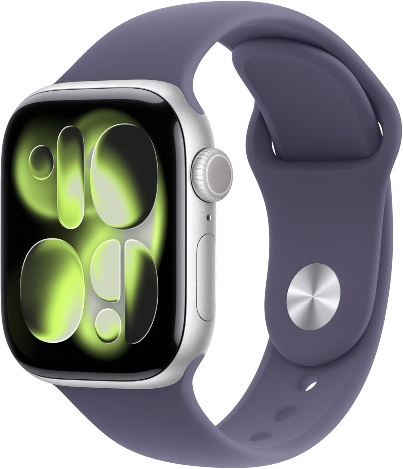 Apple Watch Series 11 [GPS 42mm] Smartwatch with Silver Aluminum Case with Purple Fog Sport Band