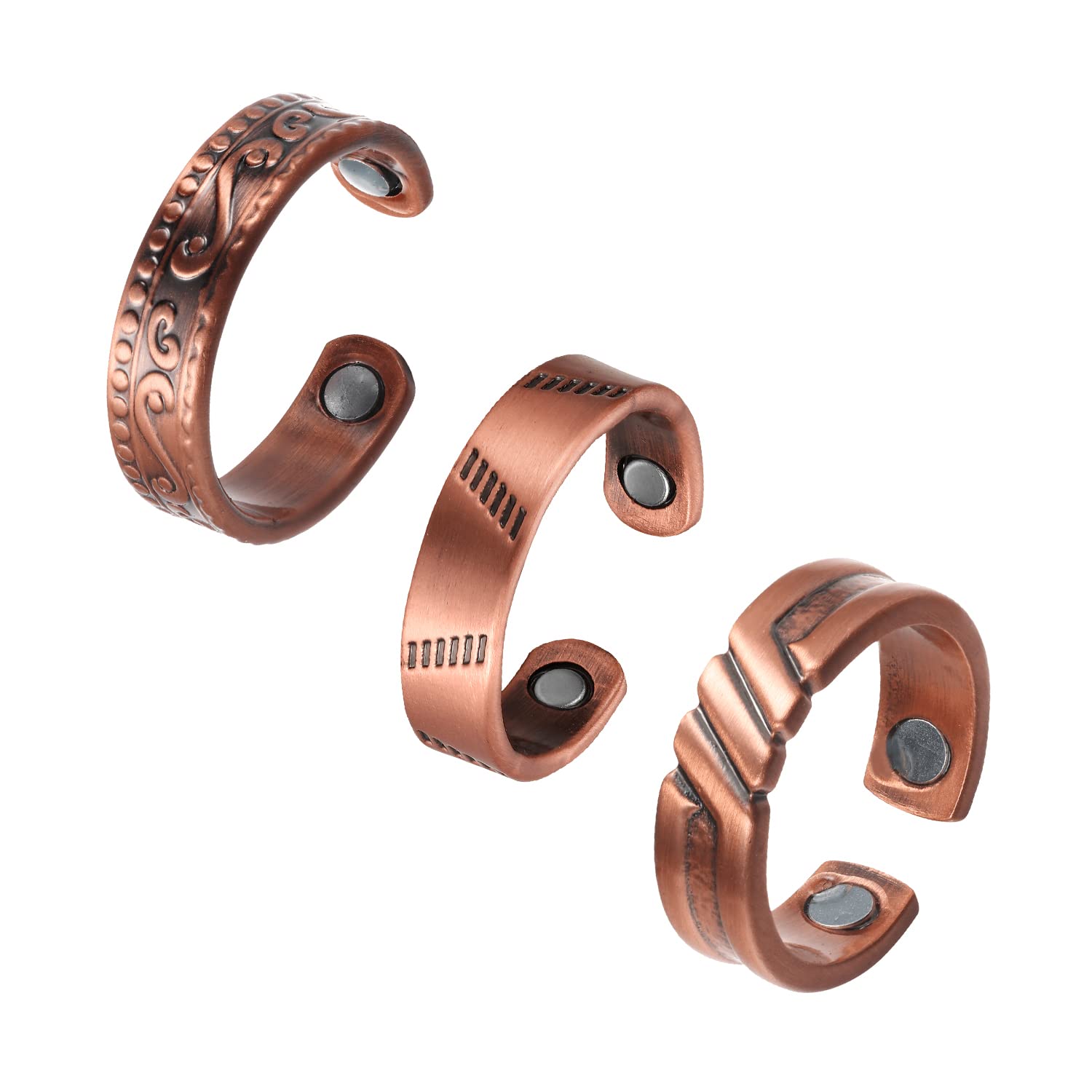 BioMag Lymphatic Drainage Copper Ring for Men Women 99.99% Pure Copper Magnetic Rings Jewelry Box