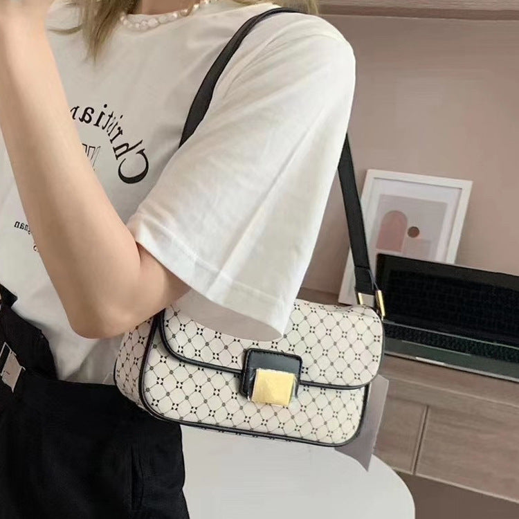 Geometric Print Shoulder Bag - Vintage Tote for Women