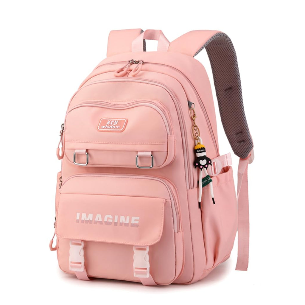 Solid Color Kids Backpacks for Girls School Bags Elementary Bookbags Girls Backpacks Casual Daypacks D-Pink
