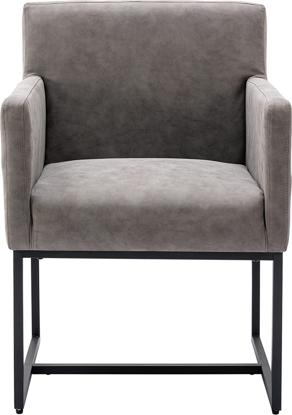 Set Of 4 Grey Upholstered Armchairs With Linen Fabric