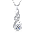 LOCIBLO April Birthstone Necklaces for Women 925 Sterling Silver Infinity Pendant White Gold Cubic Zirconia Necklace Simulated Diamonds Jewelry for Her 16"+2"
