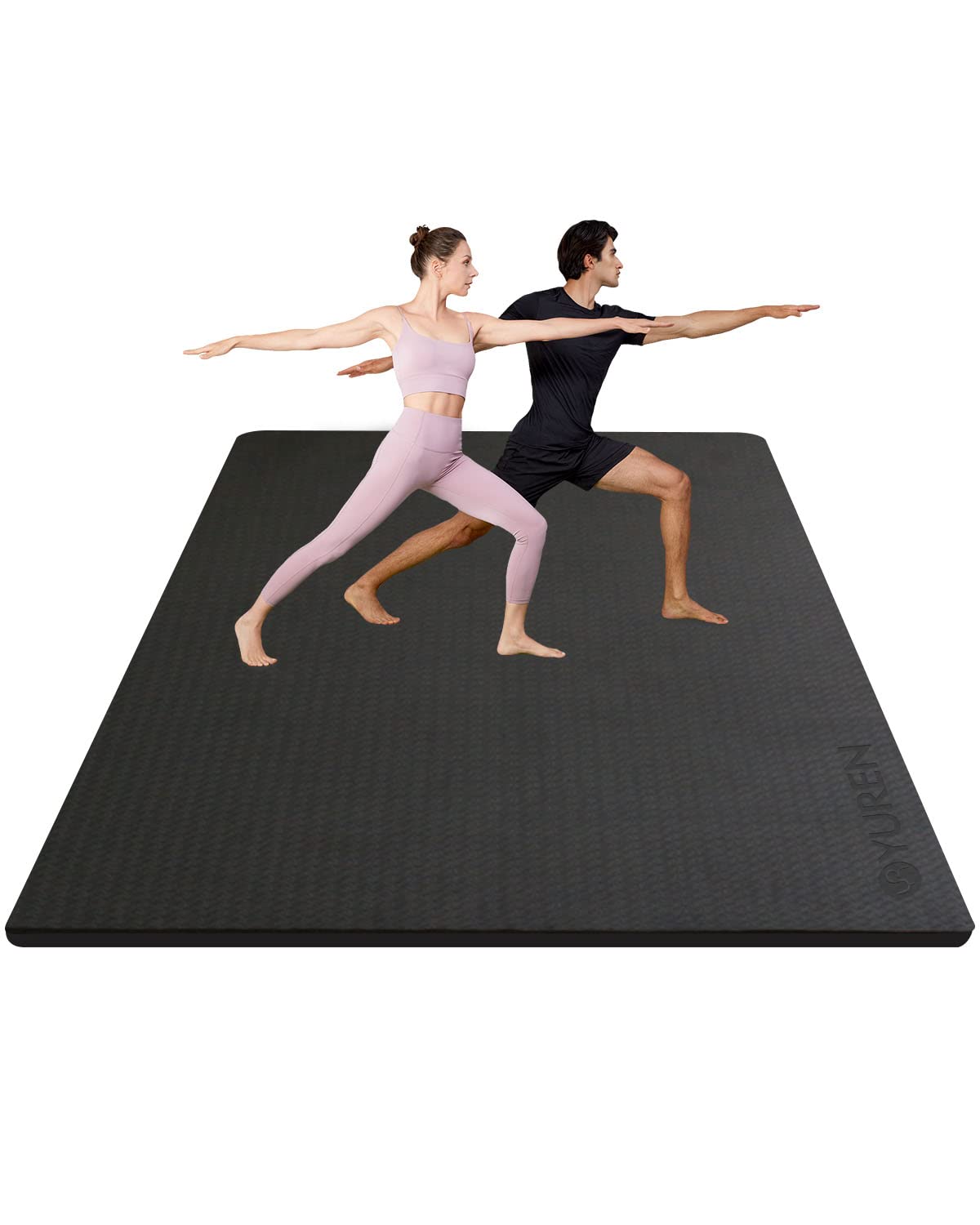 Extra Large Yoga Mat 6x4 15mm Extra Thick Workout Mats for Home Gym Floor High Density Exercise Mat Eco-Friendly Non Slip Gym Mats - Black