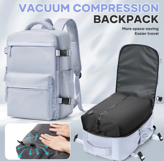 Color: Grey, Size: L - A Comfortable And Durable Backpack With A Vacuum Pump Compression Custom Logo Zipper Seal