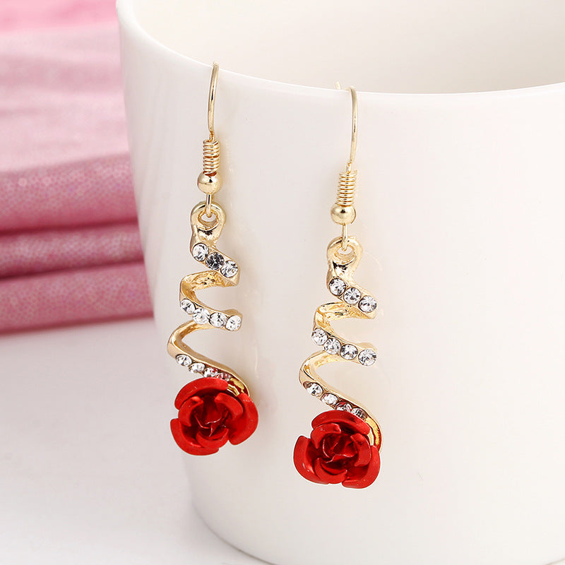 Elegant Red Rose Fashion Earrings