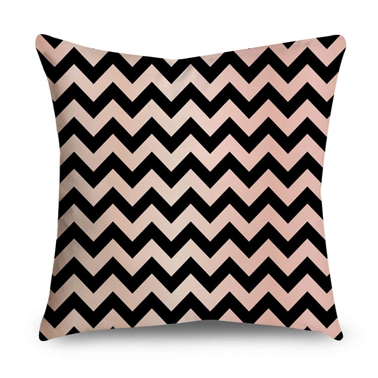 Rose Gold Polyester Pillow Cover with Black Gold Design