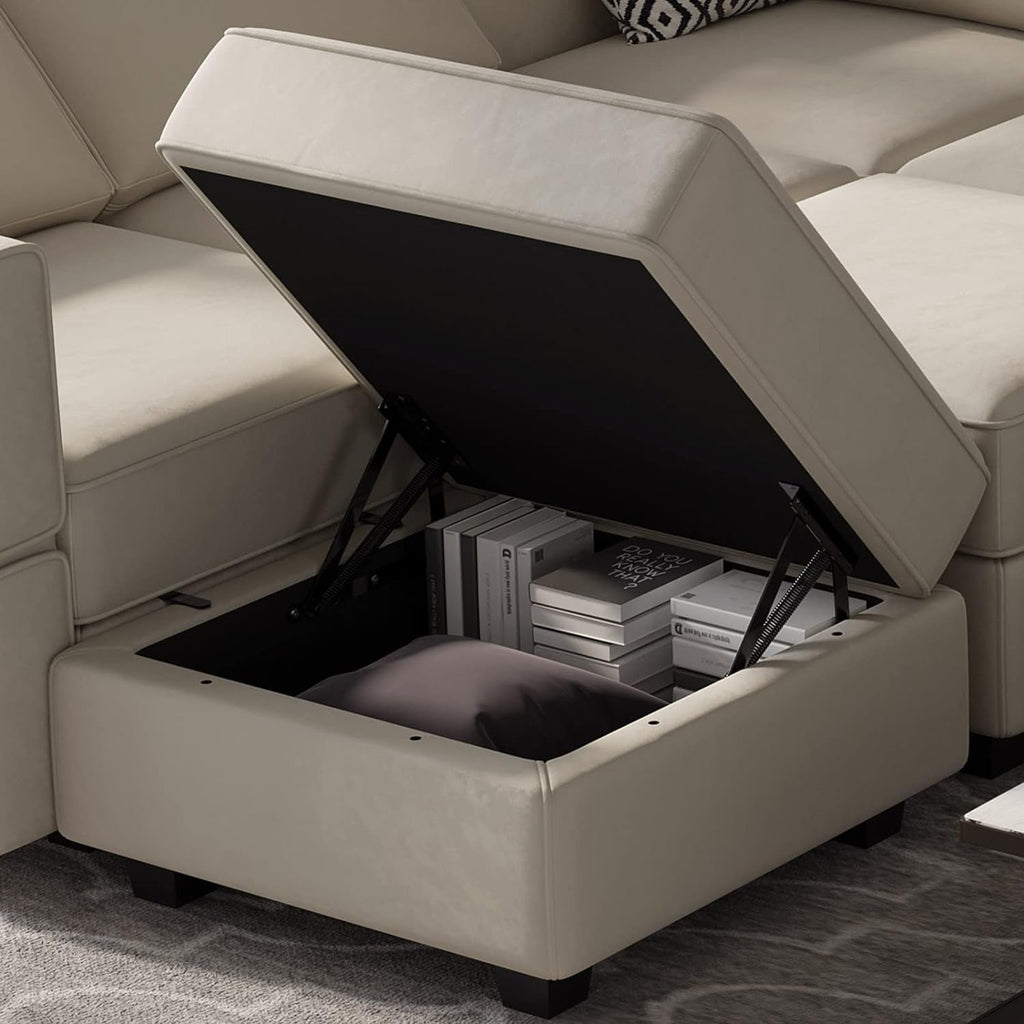 Grey Velvet Modular U Shaped Sectional Sofa Living Room