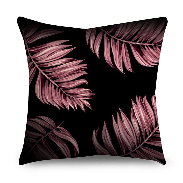 Rose Gold Polyester Pillow Cover with Black Gold Design