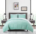 Chezmoi Collection Ultra-Soft Micromink Sherpa King Size Comforter Set with 2 Pillow Shams - Aqua Reversible Plush Bedding Comforter 3-Piece Set Warm Winter Blanket