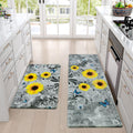 Gray Sunflower Anti-Fatigue Kitchen Mat Set