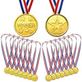 Whaline 20 Pcs Gold Award Medals Winner with Ribbon Necklaces Award Medals for Kids School Meeting Sports Events Talent Show Spelling Bees Party Decor or Celebration Souvenir