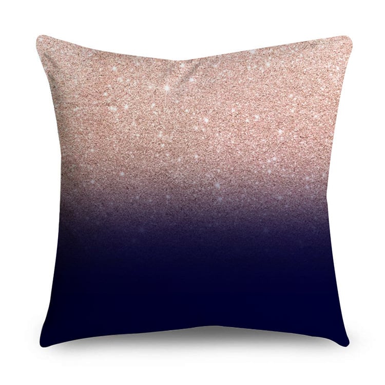 Rose Gold Polyester Pillow Cover with Black Gold Design