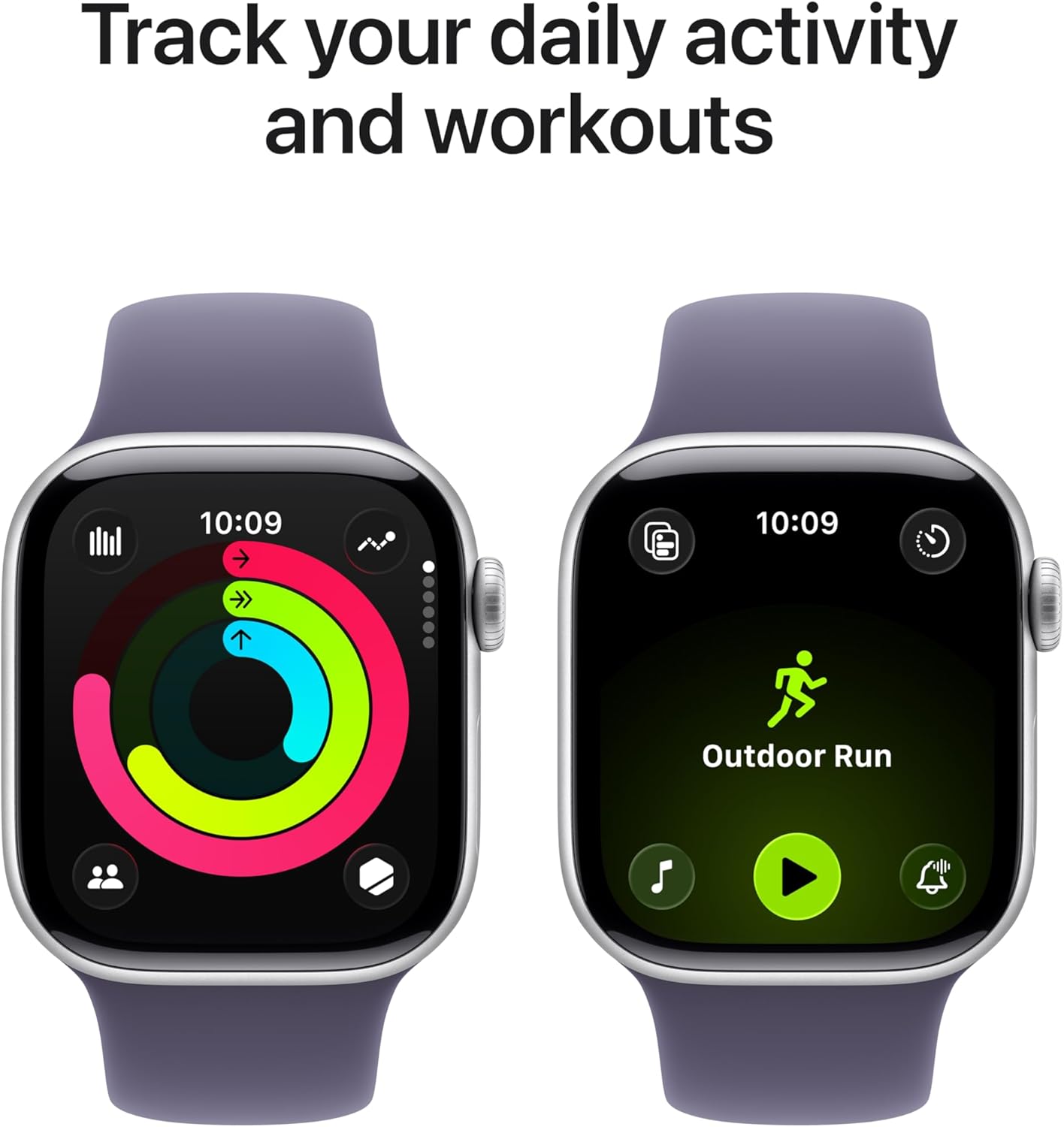 Apple Watch Series 11 [GPS 42mm] Smartwatch with Silver Aluminum Case with Purple Fog Sport Band