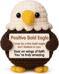 Positive Bald Eagle with Inspirational Card - Handmade Crochet Animals Gifts for Friends, Dad, Son