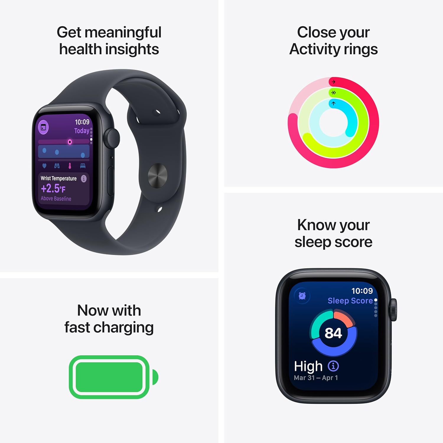 Apple Watch SE 3 [GPS 44mm] Smartwatch with Midnight Aluminum Case with Midnight Sport Band