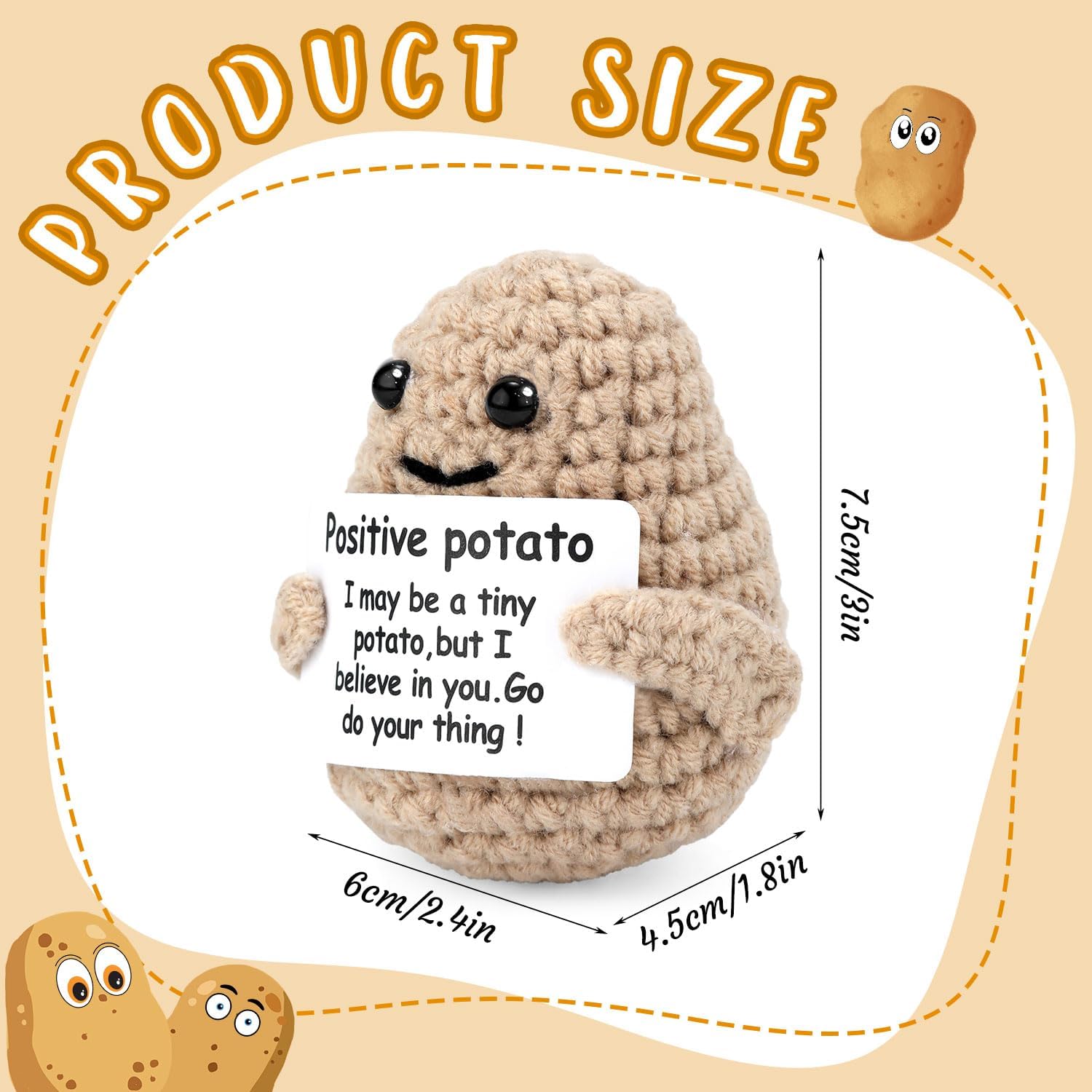 Mini Funny Knitted Wool Potato Toy with Positive Card