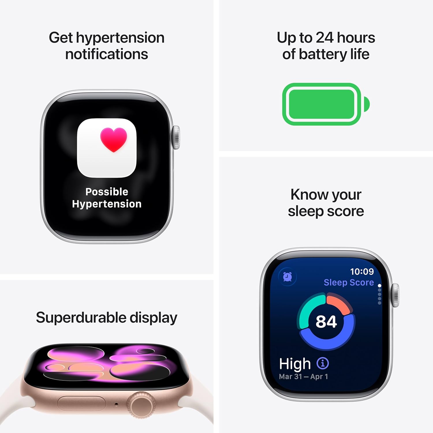 Apple Watch Series 11 [GPS 42mm] Smartwatch with Silver Aluminum Case with Purple Fog Sport Band