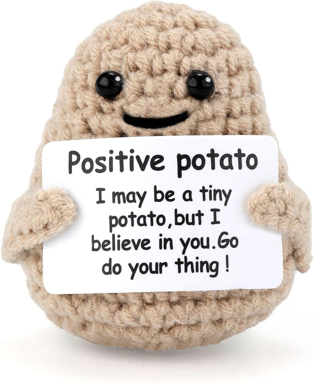 Mini Funny Knitted Wool Potato Toy with Positive Card