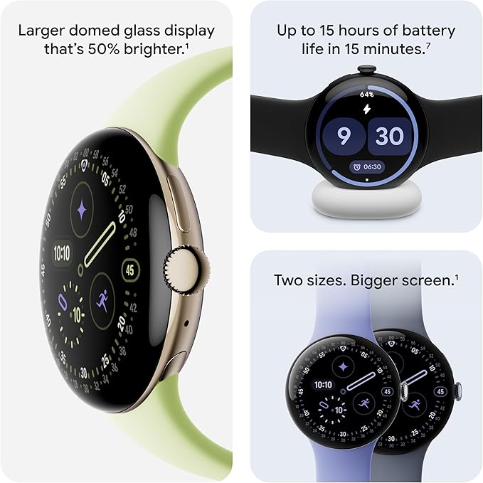 Google Pixel Watch 4 (45mm) - Android - 2 Years of Data -Heart Rate,Sleep & Fitness Tracking - 40hr Battery - Matte Black Aluminum Case - Obsidian Active Band - LTE (2025) -Google Pixel Watch app