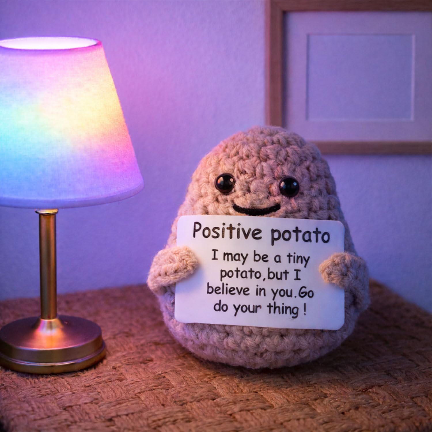 Mini Funny Knitted Wool Potato Toy with Positive Card