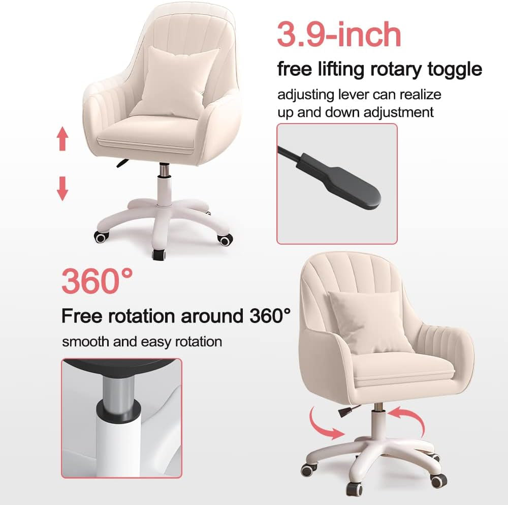 Velvet Mid Back Office Chair With Adjustable Height