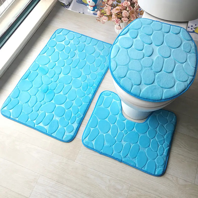 3pcs Set Embossed Non-Slip Bathroom Floor Mats