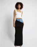 Black Denim Skirt - Fashionable Panel Design