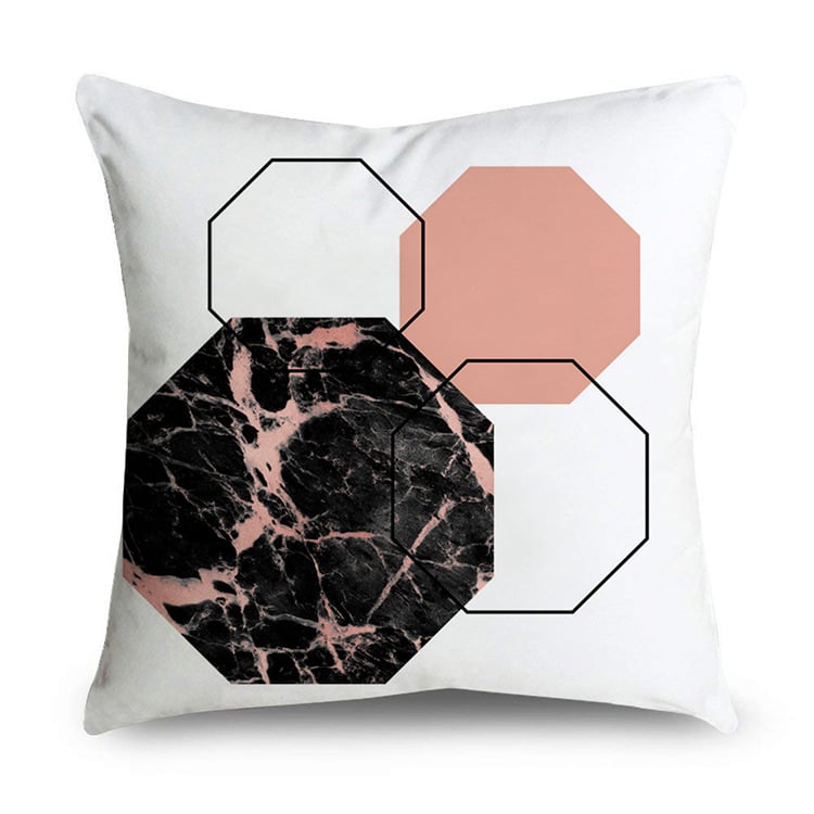 Rose Gold Polyester Pillow Cover with Black Gold Design