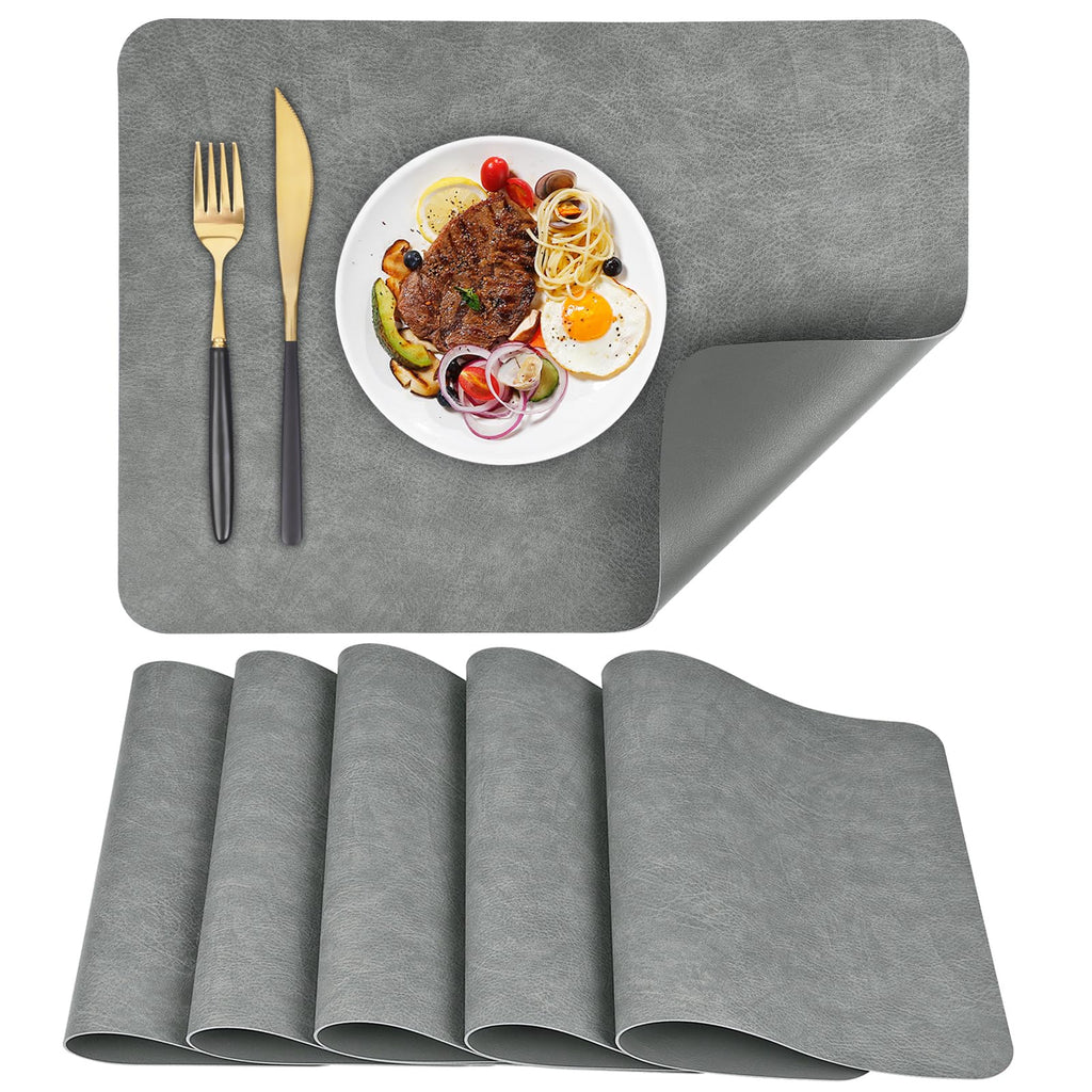 APLKER Double-Sided Leather Table Mats - 6 Piece Set