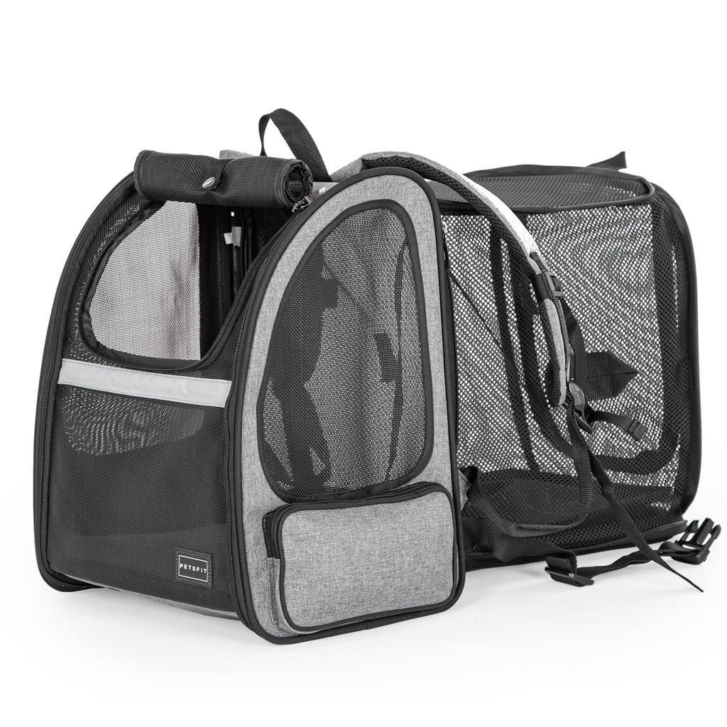 Petsfit Dog Backpack CarrierCat Backpacks Expandable with Great VentilationFleece MatPerfect for HikingCamping Hold Pets Under 22lbs