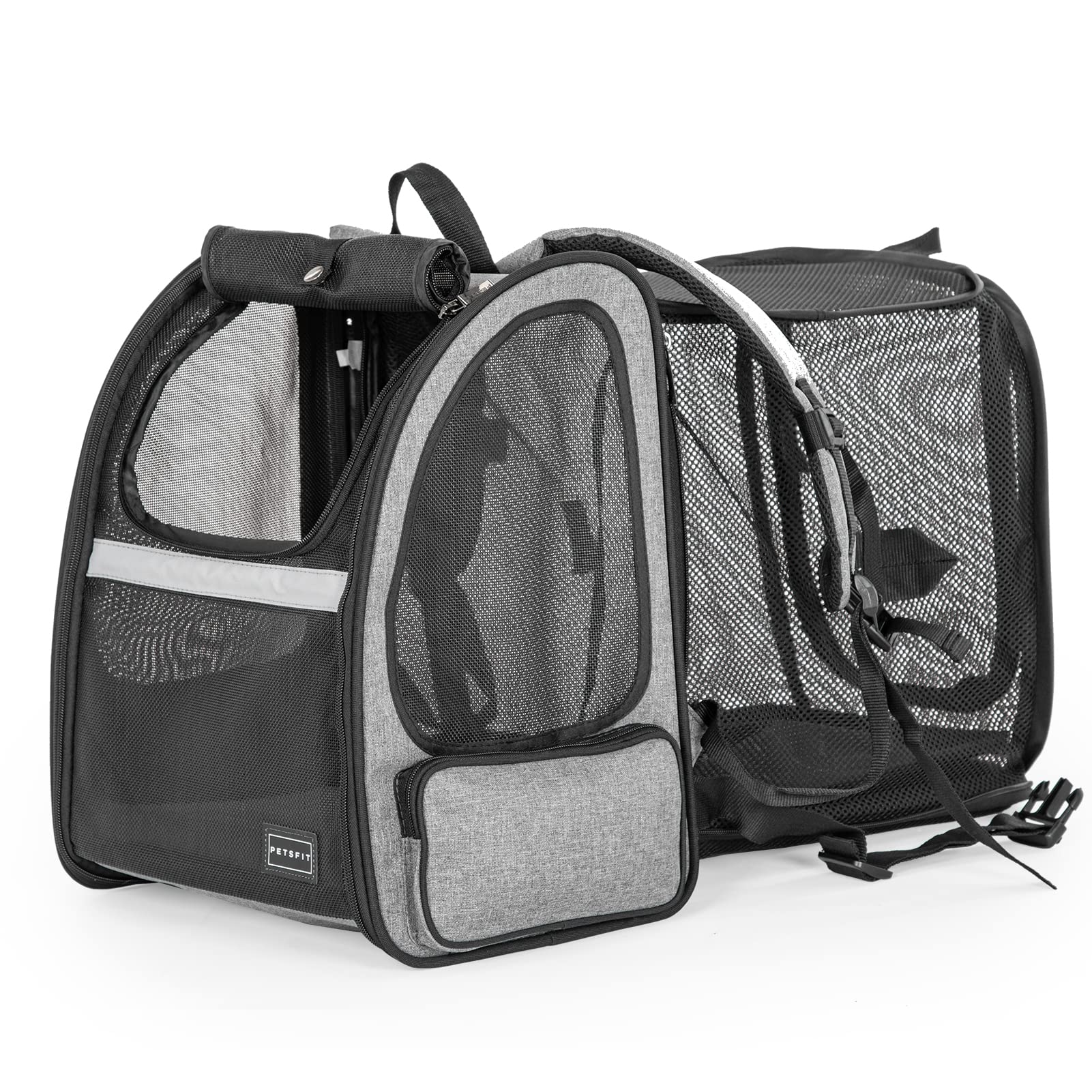 Petsfit Dog Backpack CarrierCat Backpacks Expandable with Great VentilationFleece MatPerfect for HikingCamping Hold Pets Under 22lbs