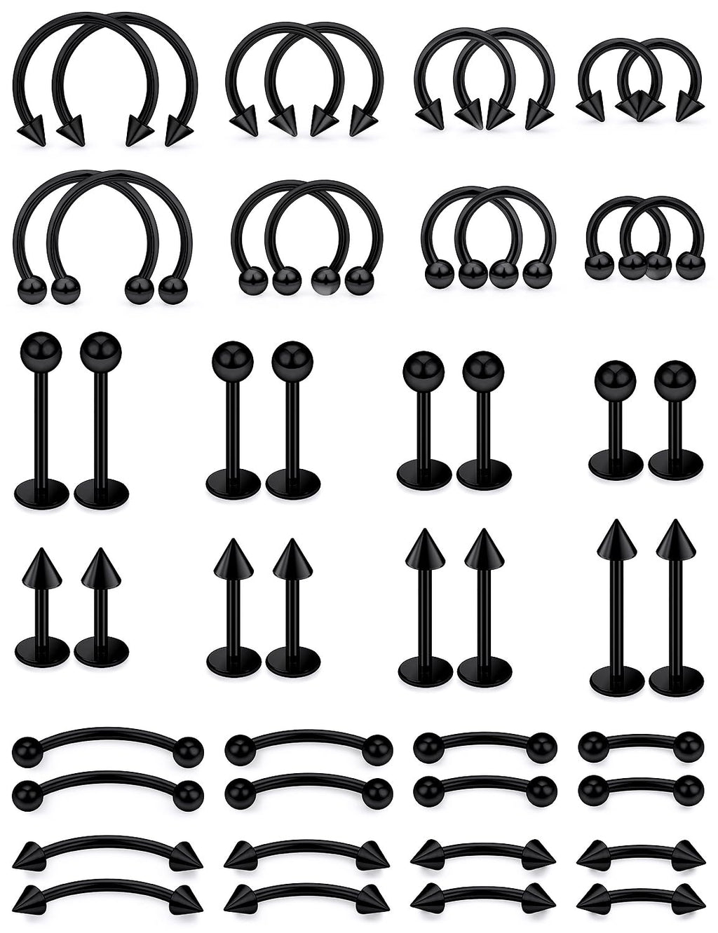 Xnsjeyy 16G Lip Rings Vertical Labret Jewelry Monroe Lip Barbell Ring Medusa Snake Bite Piercing Jewelry Snug Daith Rook Conch Tragus Helix Cartilage Earring Piercing Jewelry for Women Men Black