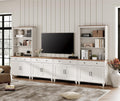 Farmhouse TV Stand For 75 Inch TV Off White 8 Doors