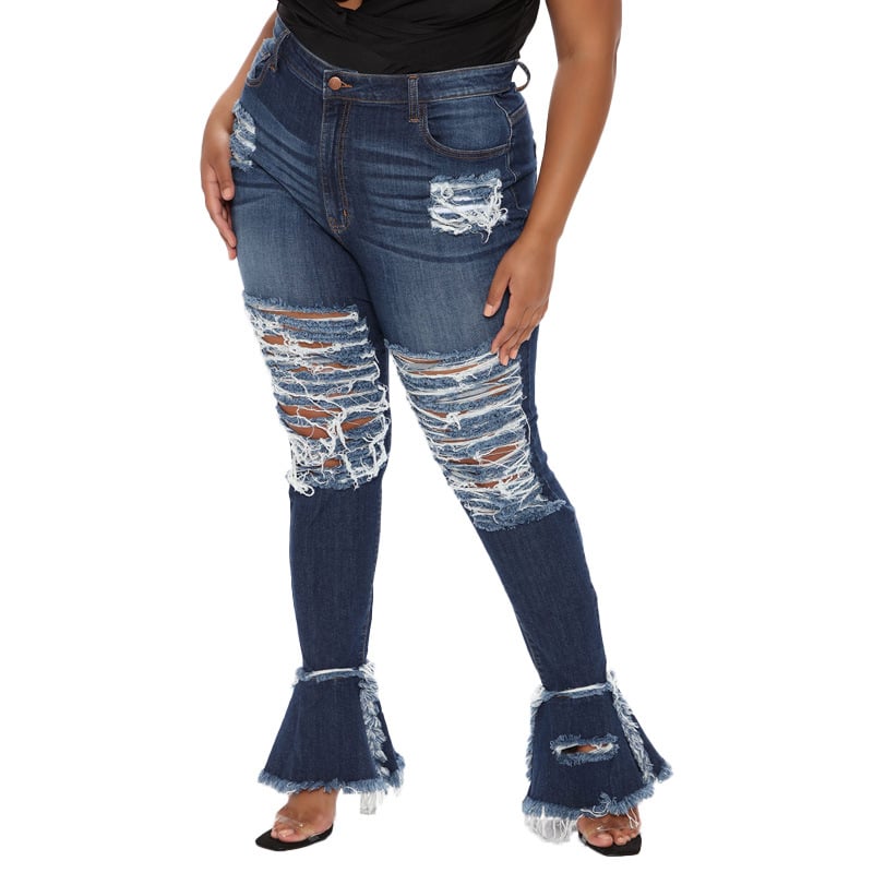 Ripped Plus Size Women's Jeans in Trumpet Street Fashion