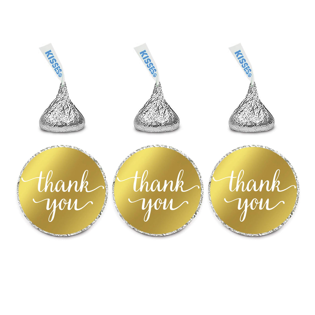 Andaz Press Chocolate Drop Labels Metallic Gold Ink Thank You! Script 216-Pack Fits Kisses Not Gold Foil Gold Stationery Invitations Decorations