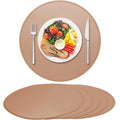 Vintage Chic Round Faux Leather Placemats Set of 6