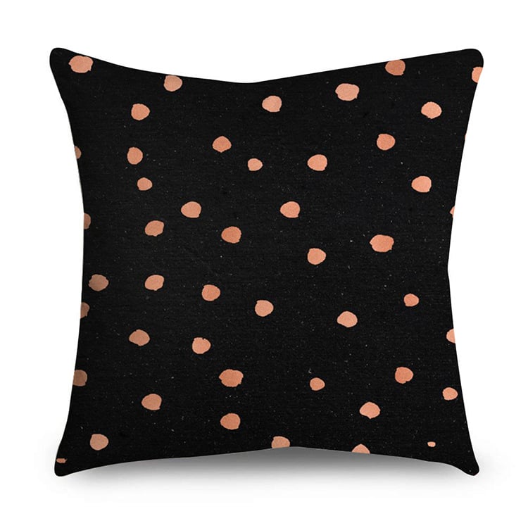 Rose Gold Polyester Pillow Cover with Black Gold Design