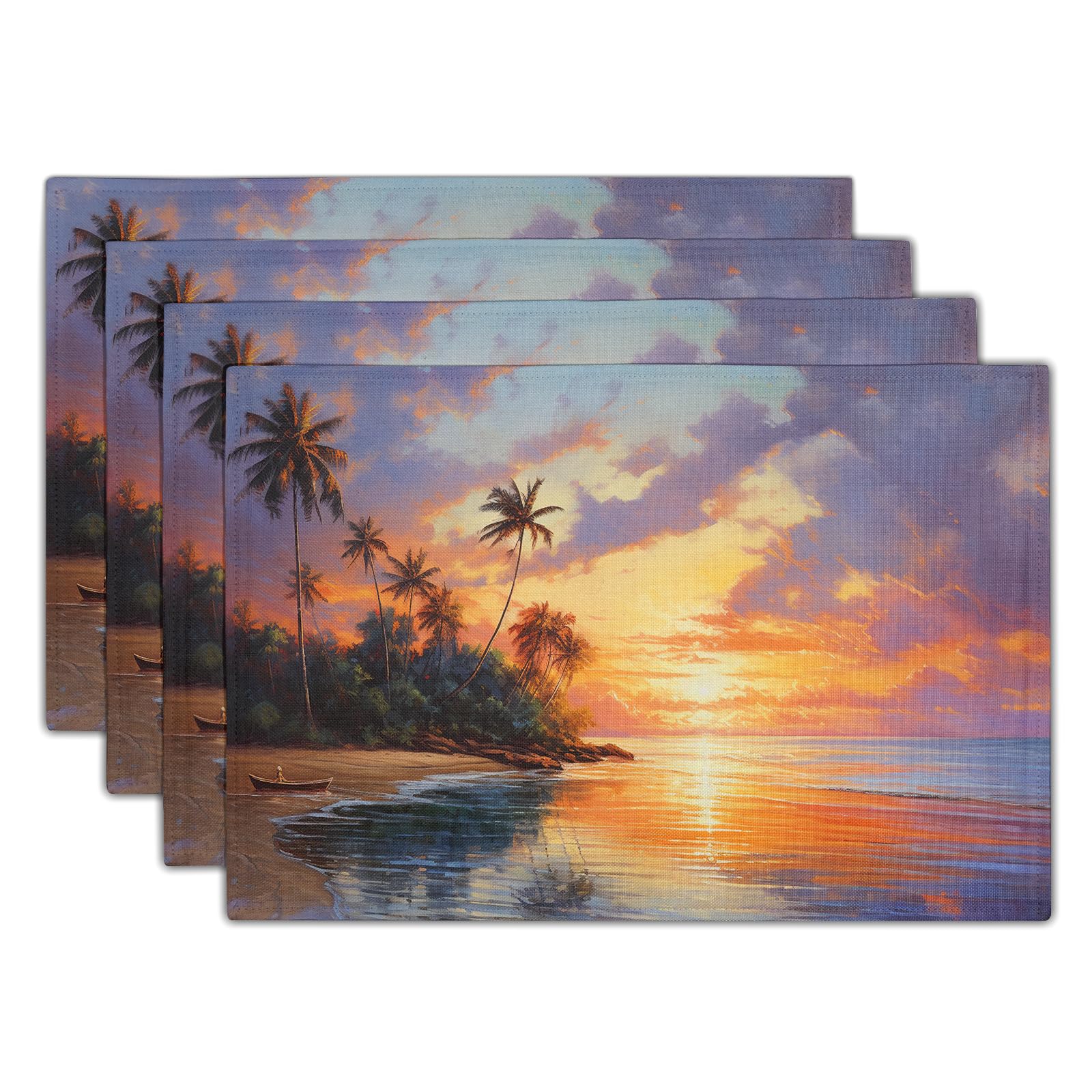 Tropical Sunset Placemats - Set of 4 Palm Tree Designs